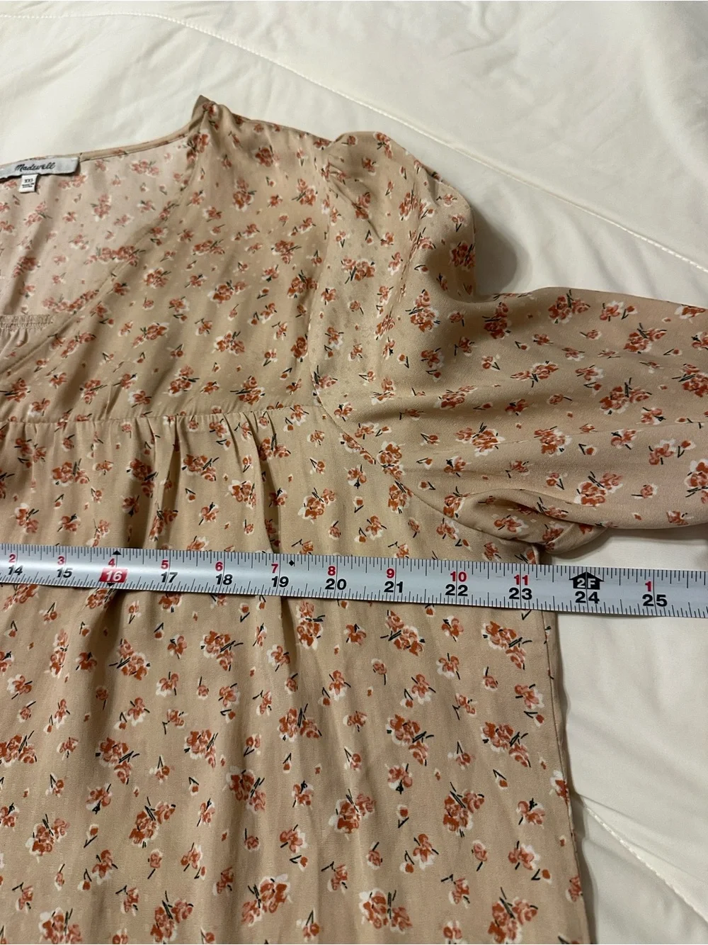 Madewell Women's Floral V-Neck Long-Sleeve Blouse - Size XXL